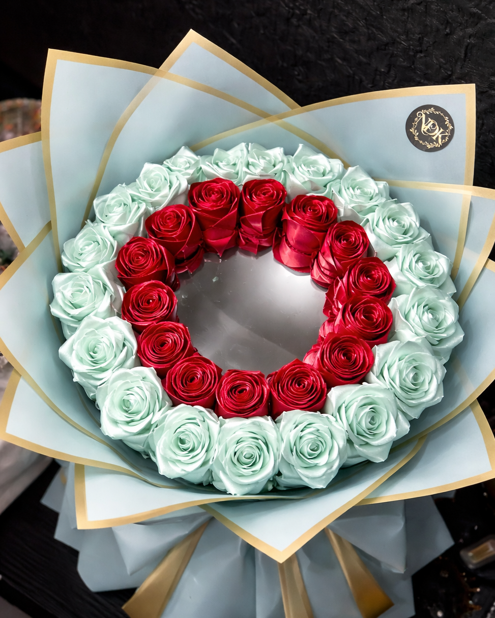 Seidenrosen Strauß mit Spiegel