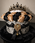 Royal Luxus Seidenrosen Box mit Krone – Schwarz & Gold Edition
